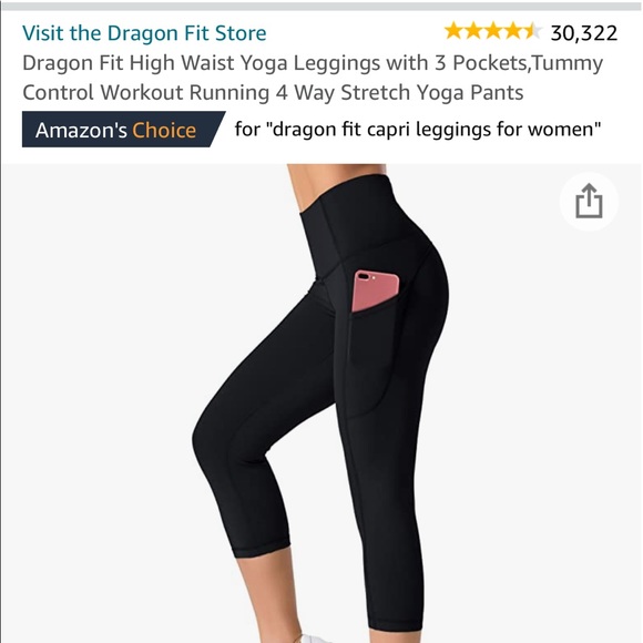 Dragon Fit High Waist Yoga Leggings with 3 Pockets,Tummy Control Workout Running - Picture 5 of 11